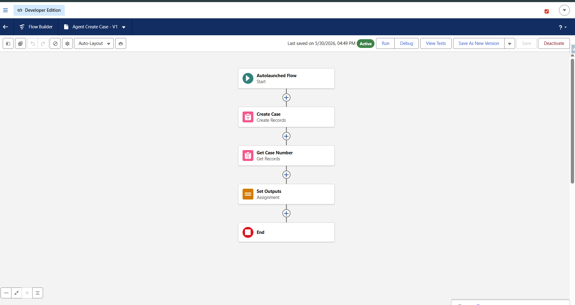 Agent_Create_Case Flow canvas