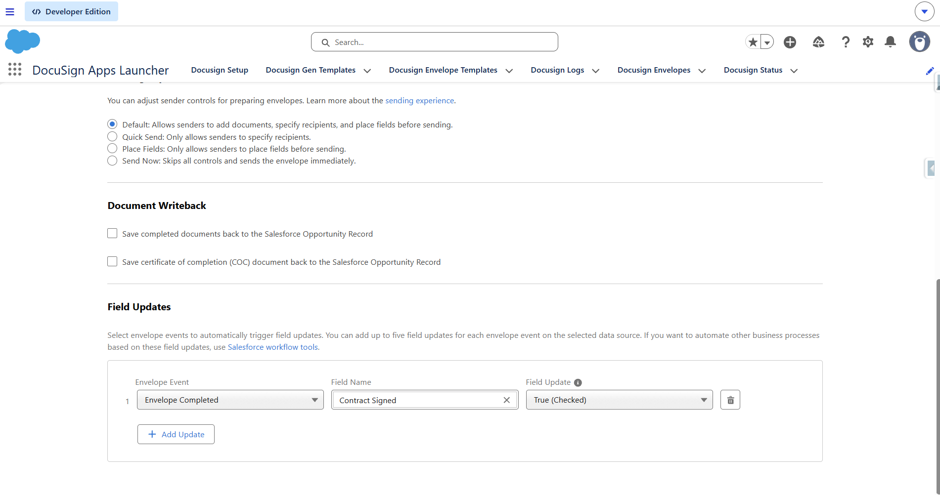 Templates created in Salesforce automatically appearing in the DocuSign developer account