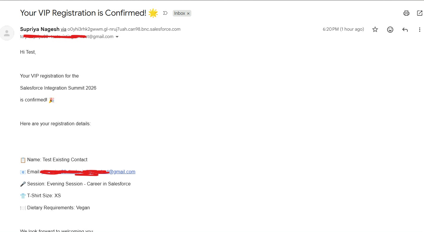 VIP confirmation email after form submission